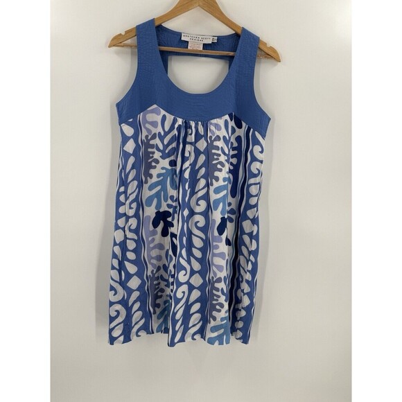 GRETCHEN SCOTT Women XSmall Blue White Coral Floral Print Sleeveless Shift Dress - Picture 1 of 10
